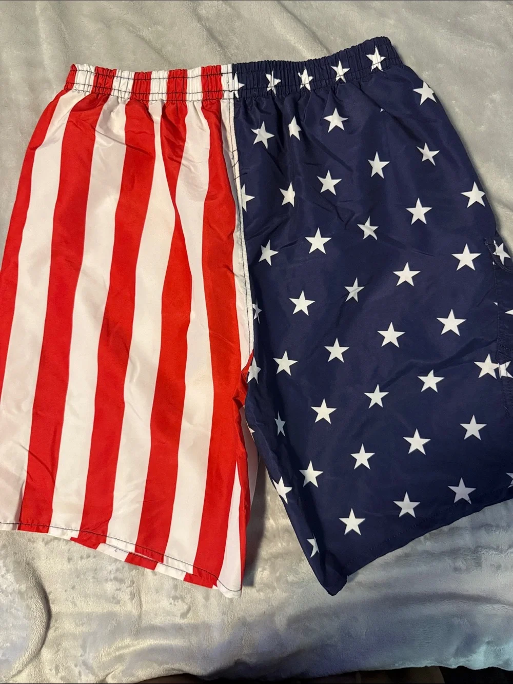 Large Patriotic Stars & Stripes Men's Swim Shorts - Red, White & Blue